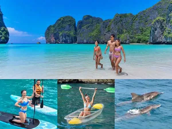 Phi Phi Island Tour by Luxury Speed Catamaran with Maya Bay, paddleboard, clear kayak and dolphin spotting