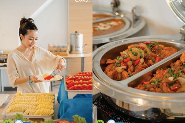Buffet lunch selection served during the Phi Phi Island speedboat tour from Phuket