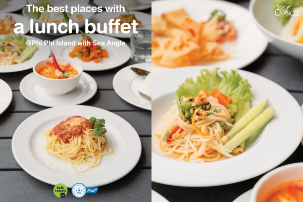 Buffet lunch selection included during the Phi Phi Island 3 Islands 7 Stops tour from Phuket