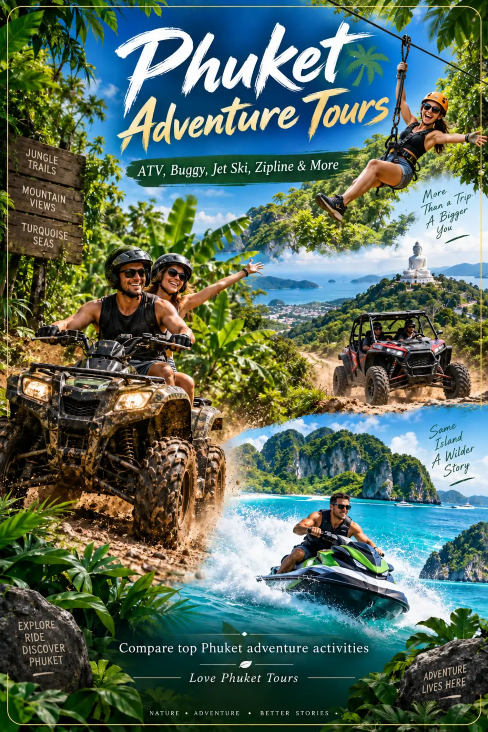 Phuket Adventure Tours with ATV, buggy, jet ski and zipline activities
