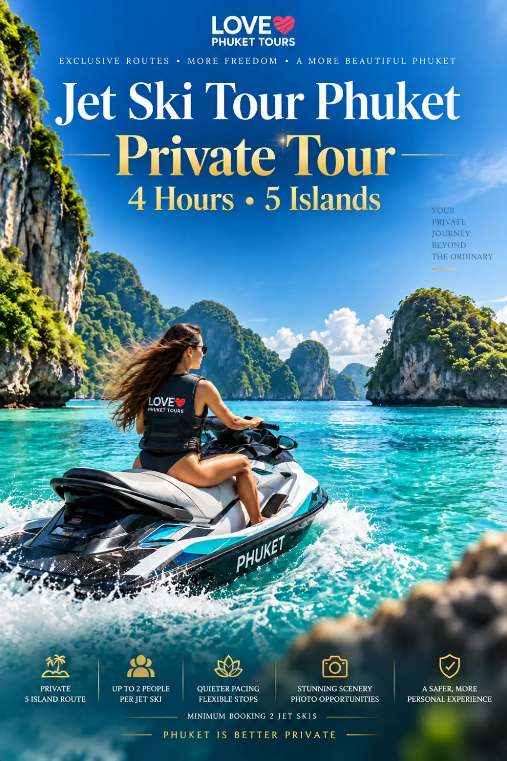 Private Jet Ski Tour Phuket Program F1 4-hour 5-island private tour with scenic island stops