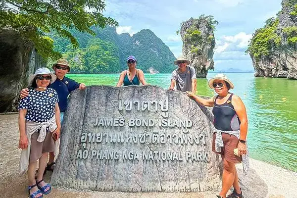 Guests visiting James Bond Island on a Big Boat Tour from Phuket