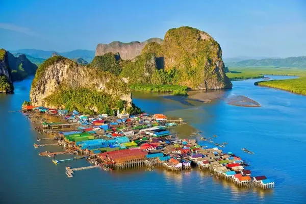 Koh Panyee floating village in Phang Nga Bay during the James Bond Island Tour from Phuket
