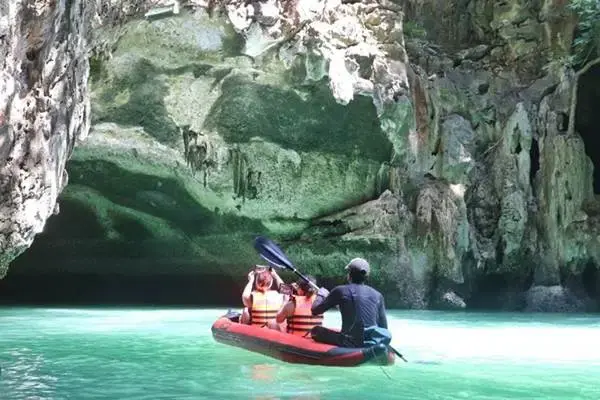 Sea cave canoeing on the James Bond Island Tour from Phuket in Phang Nga Bay