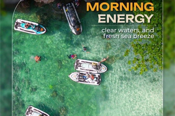 Jet Ski Tour Phuket Program G1 morning sea stop with jet skis in clear tropical water